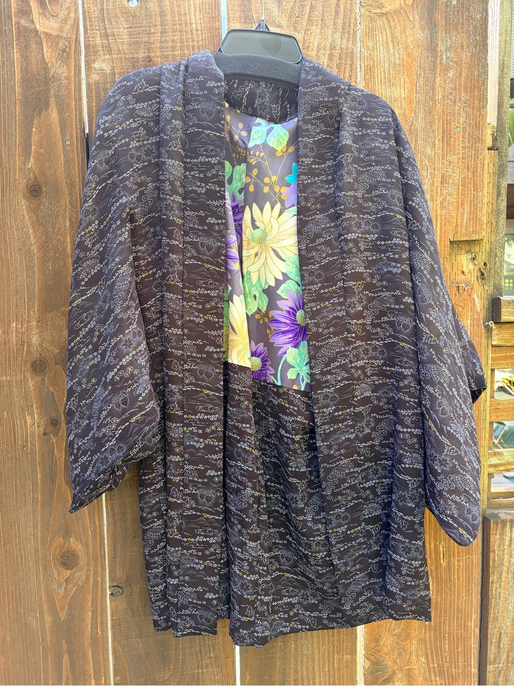Vintage Floral-Lined Open Cardigan No Label